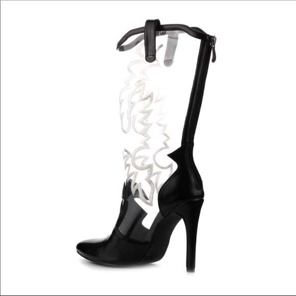 Black Transparent Western Boots - Picture 4 of 4